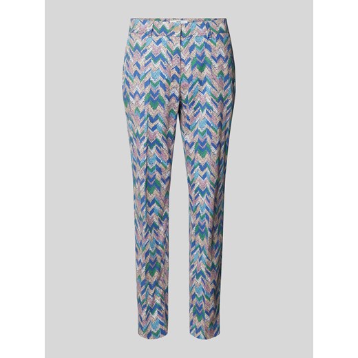 Spodnie o kroju slim fit z graficznym wzorem model ‘MARON’ ze sklepu Peek&Cloppenburg  w kategorii Spodnie damskie - zdjęcie 170414212