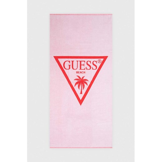 Guess ręcznik bawełniany kolor czerwony ze sklepu ANSWEAR.com w kategorii Ręczniki - zdjęcie 170415854