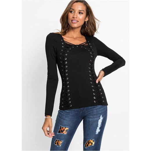 Shirt z ozdobnym sznurowaniem 40/42 bonprix