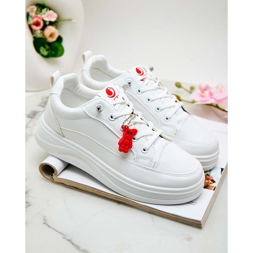 Białe Sneakersy Platformowe z Breloczkiem Street Spirit ze sklepu royalfashion.pl w kategorii Buty sportowe damskie - zdjęcie 170420331
