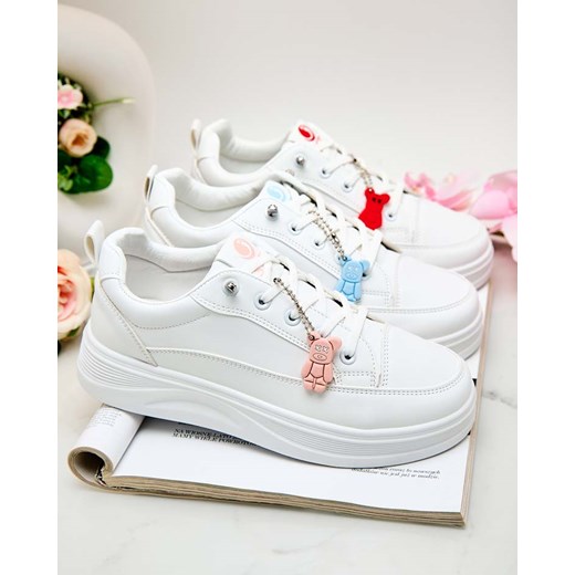 Białe Sneakersy Platformowe z Breloczkiem Street Spirit Royalfashion.pl 40 okazyjna cena royalfashion.pl