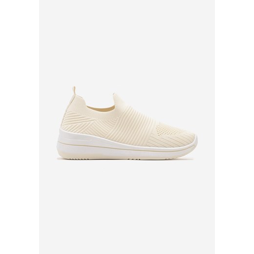 Beżowe Buty Sportowe z Krótką Cholewką w Skarpetkowym Stylu Tiselle 40 wyprzedaż born2be.pl