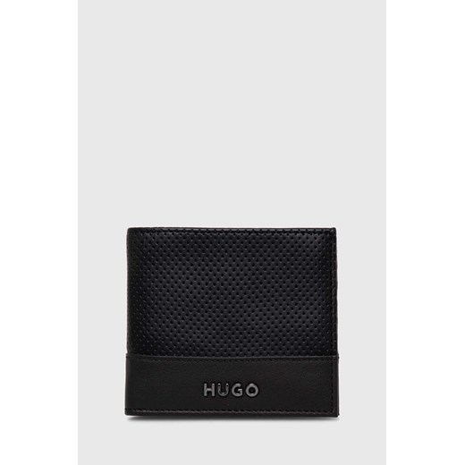 HUGO portfel skórzany męski kolor czarny 50517392 ze sklepu ANSWEAR.com w kategorii Portfele męskie - zdjęcie 170427330
