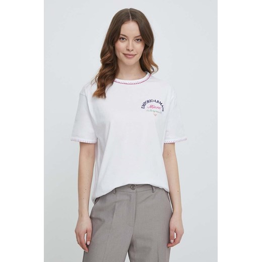 Emporio Armani t-shirt bawełniany damski kolor biały 3D2T8E 2JIDZ ze sklepu ANSWEAR.com w kategorii Bluzki damskie - zdjęcie 170427431