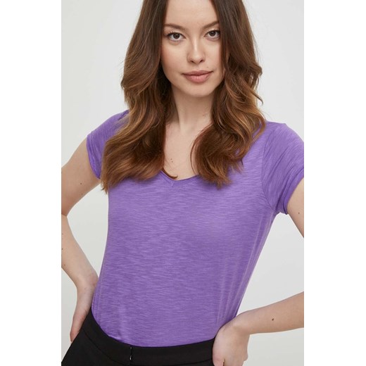 Sisley t-shirt damski kolor fioletowy ze sklepu ANSWEAR.com w kategorii Bluzki damskie - zdjęcie 170427442