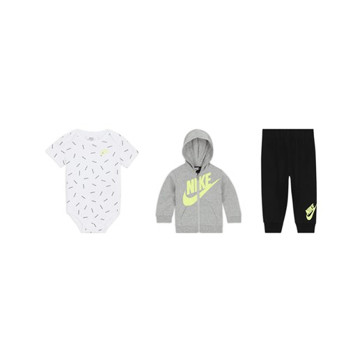 Trzyczęściowy zestaw ze spodniami dla niemowląt Just Do It (3-6 M) Nike - Czerń ze sklepu Nike poland w kategorii Komplety niemowlęce - zdjęcie 170429501