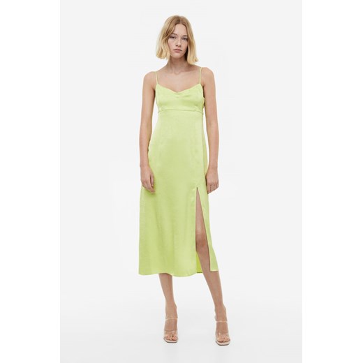 Sukienka H & M zielona z odkrytymi ramionami na ramiączkach 