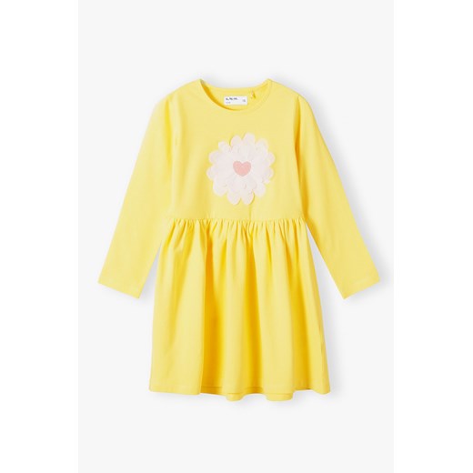 Żółta dzianinowa sukienka z długim rękawem dla dziewczynki 5.10.15. 110 5.10.15