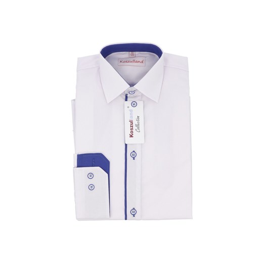 Koszula biała z niebieską plisą- długi rękaw Koszulland 158 5.10.15