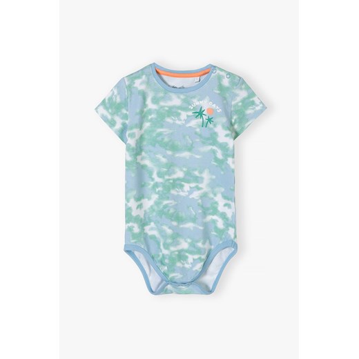 Niebieskie wybarwiane body niemowlęce z nadrukiem ze sklepu 5.10.15 w kategorii Body niemowlęce - zdjęcie 170431124