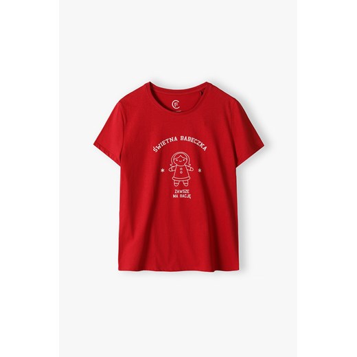 T-shirt damski z napisem Świetna babeczka zawsze ma rację bordowy Family Concept By 5.10.15. XS wyprzedaż 5.10.15
