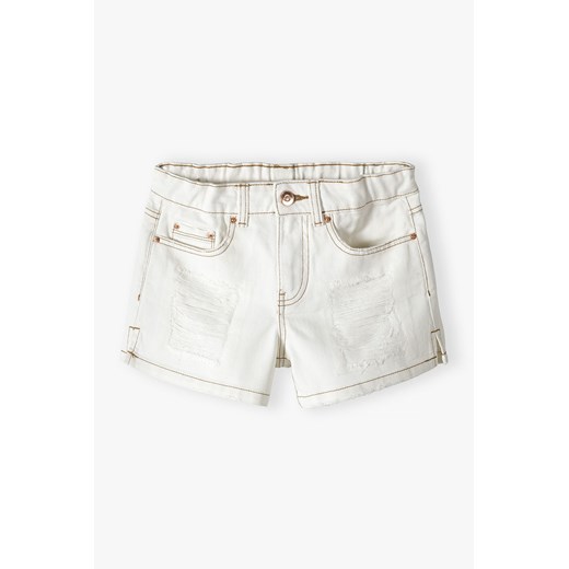 Beżowe szorty jeansowe dla dziewczynki ze sklepu 5.10.15 w kategorii Spodenki dziewczęce - zdjęcie 170431182