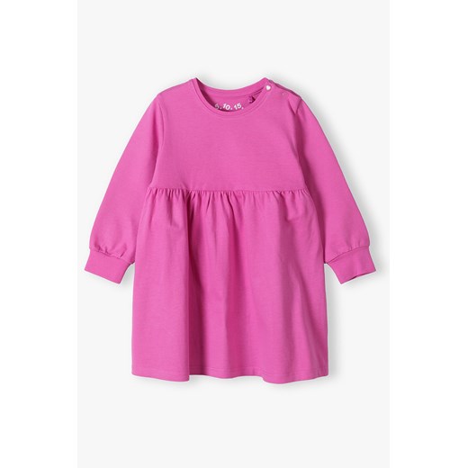 Różowa bawełniana sukienka niemowlęca z długim rękawem ze sklepu 5.10.15 w kategorii Sukienki niemowlęce - zdjęcie 170431221