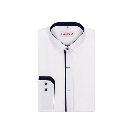 Koszula biała z krytą plisą- długi rękaw ze sklepu 5.10.15 w kategorii Koszule chłopięce - zdjęcie 170431362