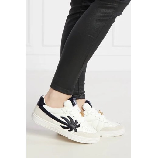 Buty sportowe damskie Palm Angels sneakersy wiązane beżowe na płaskiej podeszwie 