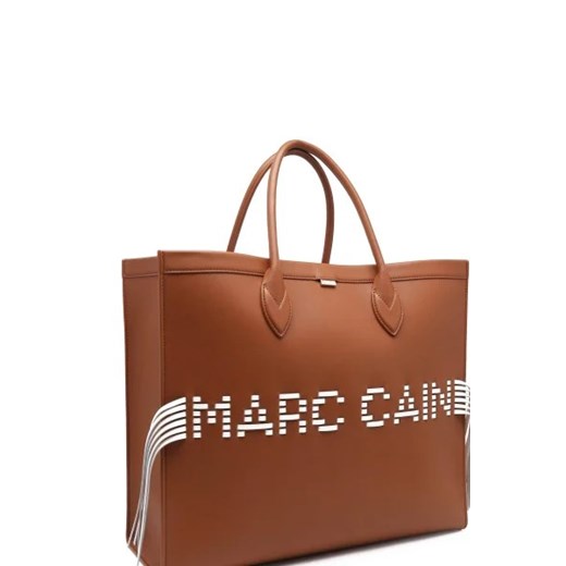 Shopper bag brązowa Marc Cain ze skóry ekologicznej matowa 