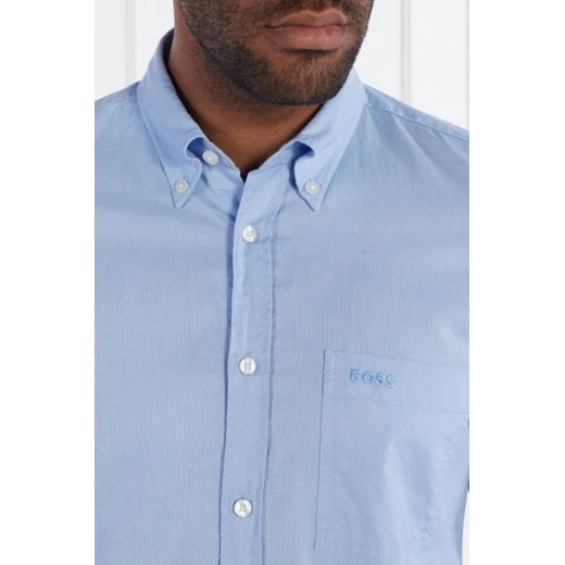 Koszula męska niebieska BOSS HUGO z długimi rękawami z bawełny z kołnierzykiem button down 