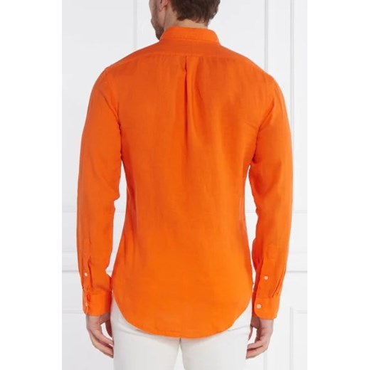 Pomarańczowy koszula męska Polo Ralph Lauren z kołnierzykiem button down lniana casual 