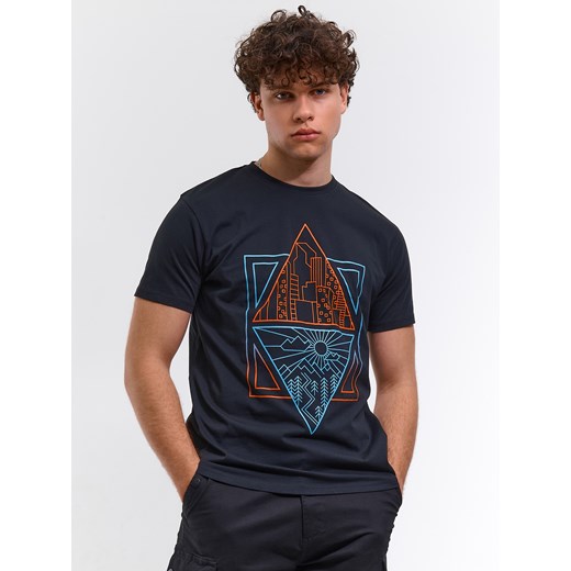 T-shirt męski Gate czarny w stylu młodzieżowym 