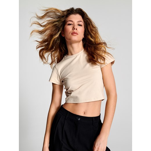 Sinsay - Koszulka - kremowy Sinsay XXS Sinsay