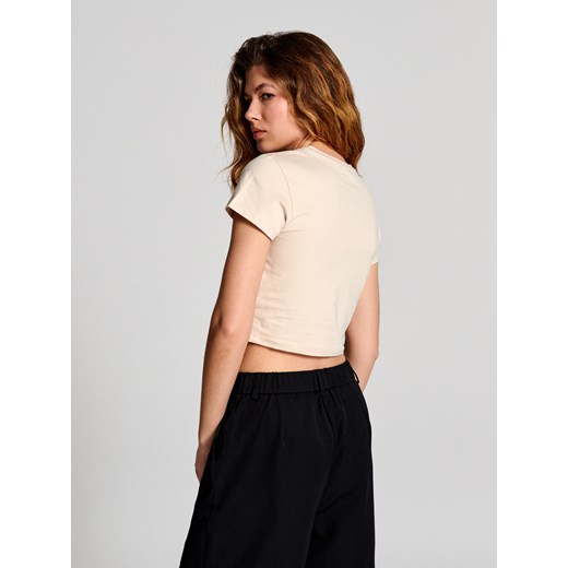 Sinsay - Koszulka - kremowy Sinsay XXS Sinsay