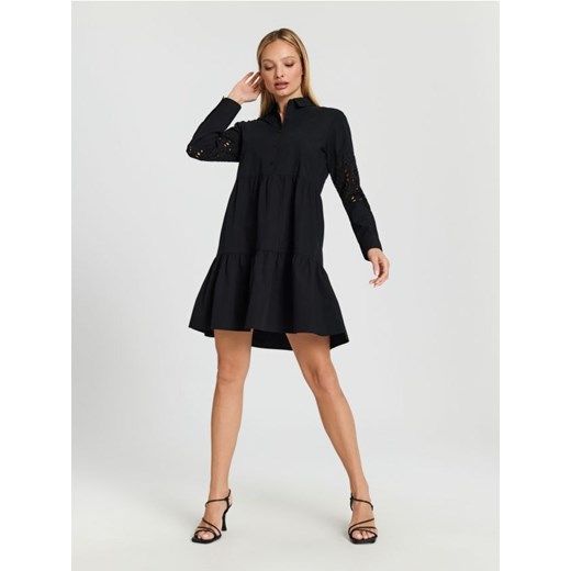 Sinsay - Sukienka mini koszulowa - czarny ze sklepu Sinsay w kategorii Sukienki - zdjęcie 170438862