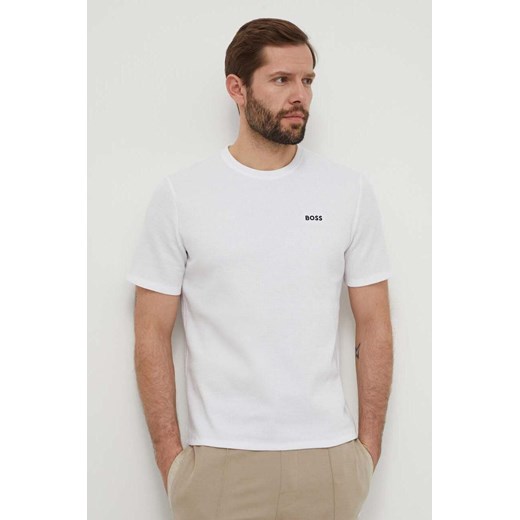 BOSS t-shirt męski kolor biały gładki 50480834 ze sklepu ANSWEAR.com w kategorii T-shirty męskie - zdjęcie 170439254