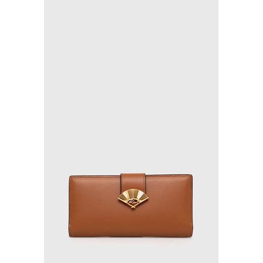 Karl Lagerfeld portfel skórzany damski kolor brązowy ze sklepu ANSWEAR.com w kategorii Portfele damskie - zdjęcie 170439393