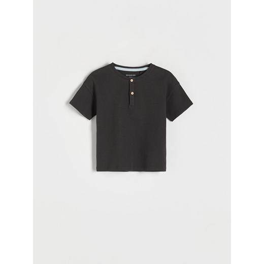 Reserved - Bawełniany t-shirt henley - ciemnoszary ze sklepu Reserved w kategorii Koszulki niemowlęce - zdjęcie 170439422