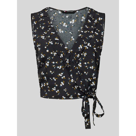 Bluzka kopertowa krótka z kwiatowym wzorem Tommy Jeans M Peek&Cloppenburg 