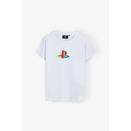 T-shirt chłopięcy bawełniany PlayStation - biały Playstation 158 okazja 5.10.15