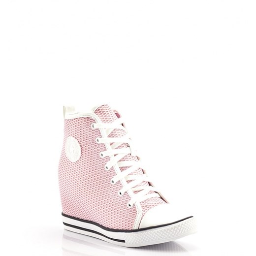 Różowe Sneakersy Pink Sneakres Marcelle born2be-pl  na obcasie