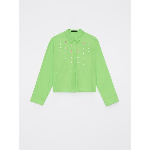 Mohito - Zielona koszula z ozdobnymi elementami - neonowy ze sklepu Mohito w kategorii Koszule damskie - zdjęcie 170447021
