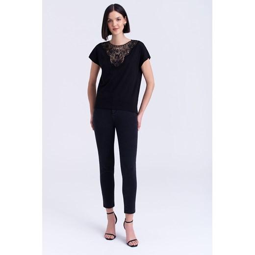 Bawełniana koszulka damska czarna ze sklepu 5.10.15 w kategorii Bluzki damskie - zdjęcie 170469684
