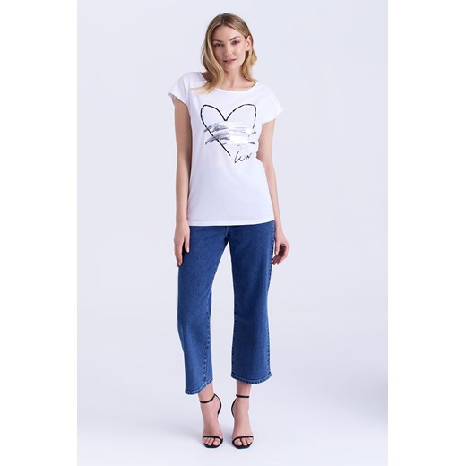 Koszulka damska z sercem z cekinami biała ze sklepu 5.10.15 w kategorii Bluzki damskie - zdjęcie 170469693