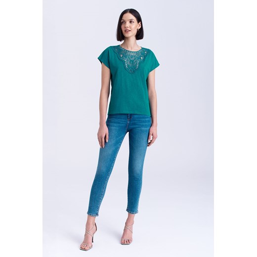 Bawełniana koszulka damska zielona ze sklepu 5.10.15 w kategorii Bluzki damskie - zdjęcie 170469770
