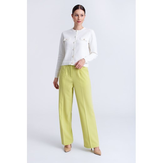 Eleganckie spodnie damskie z kantem - seledynowe - Greenpoint ze sklepu 5.10.15 w kategorii Spodnie damskie - zdjęcie 170469974