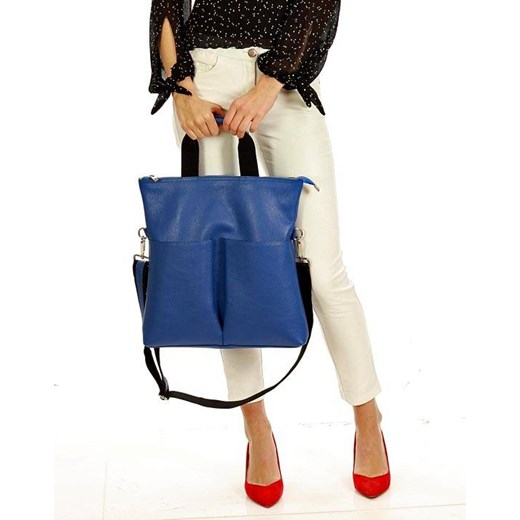 Nowoczesna torebka skórzana MAZZINI - Gala New niebieska ze sklepu Verostilo w kategorii Torby Shopper bag - zdjęcie 170470061