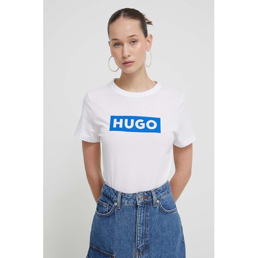 Bluzka damska Hugo Blue z napisami z krótkimi rękawami 