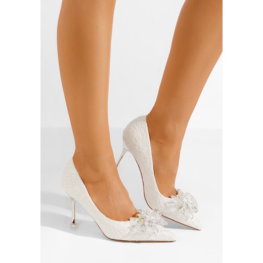Białe szpilki Calina ze sklepu Zapatos w kategorii Czółenka - zdjęcie 170472100
