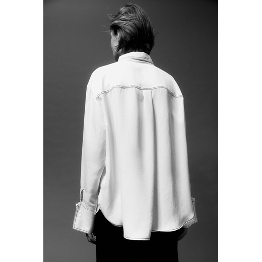 H & M - Koszula z kontrastowymi szwami - Biały ze sklepu H&M w kategorii Koszule damskie - zdjęcie 170473853