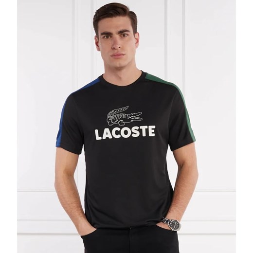 T-shirt męski czarny Lacoste z krótkim rękawem 