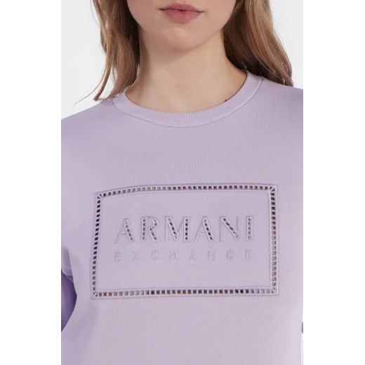 Armani Exchange bluza damska fioletowa z napisami 