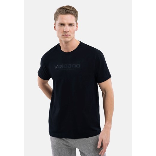 T-shirt męski Volcano czarny z napisami 