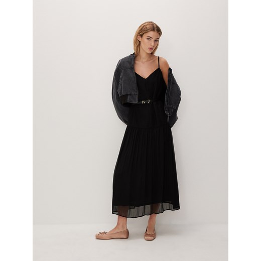 Reserved - Sukienka z plisowanym dołem - czarny ze sklepu Reserved w kategorii Sukienki - zdjęcie 170478092