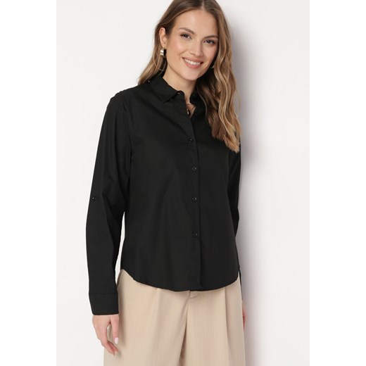 Czarna Koszula na Guziki z Podwijanymi Rękawami Astarial ze sklepu Born2be Odzież w kategorii Koszule damskie - zdjęcie 170478382
