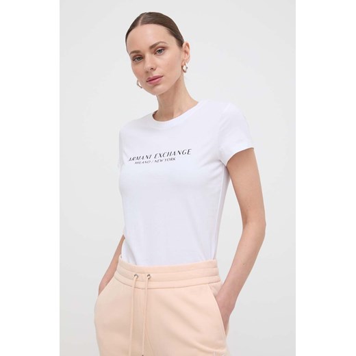 Armani Exchange t-shirt bawełniany damski kolor biały 8NYTAB YJG3Z NOS ze sklepu ANSWEAR.com w kategorii Bluzki damskie - zdjęcie 170479603