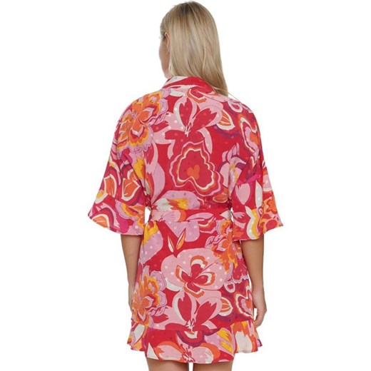 Doctor Nap szlafrok damski w kwiaty SWW.5323, Kolor różowo-pomarańczowy, Rozmiar S, Doctor Nap ze sklepu Intymna w kategorii Szlafroki damskie - zdjęcie 170480012