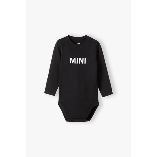 Body niemowlęce czarne z dugim rękawem z napisem MINI ze sklepu 5.10.15 w kategorii Body niemowlęce - zdjęcie 170492750