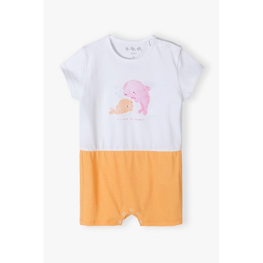 Bawełniany rampers niemowlęcy z nadrukiem ze sklepu 5.10.15 w kategorii Rampersy - zdjęcie 170492853